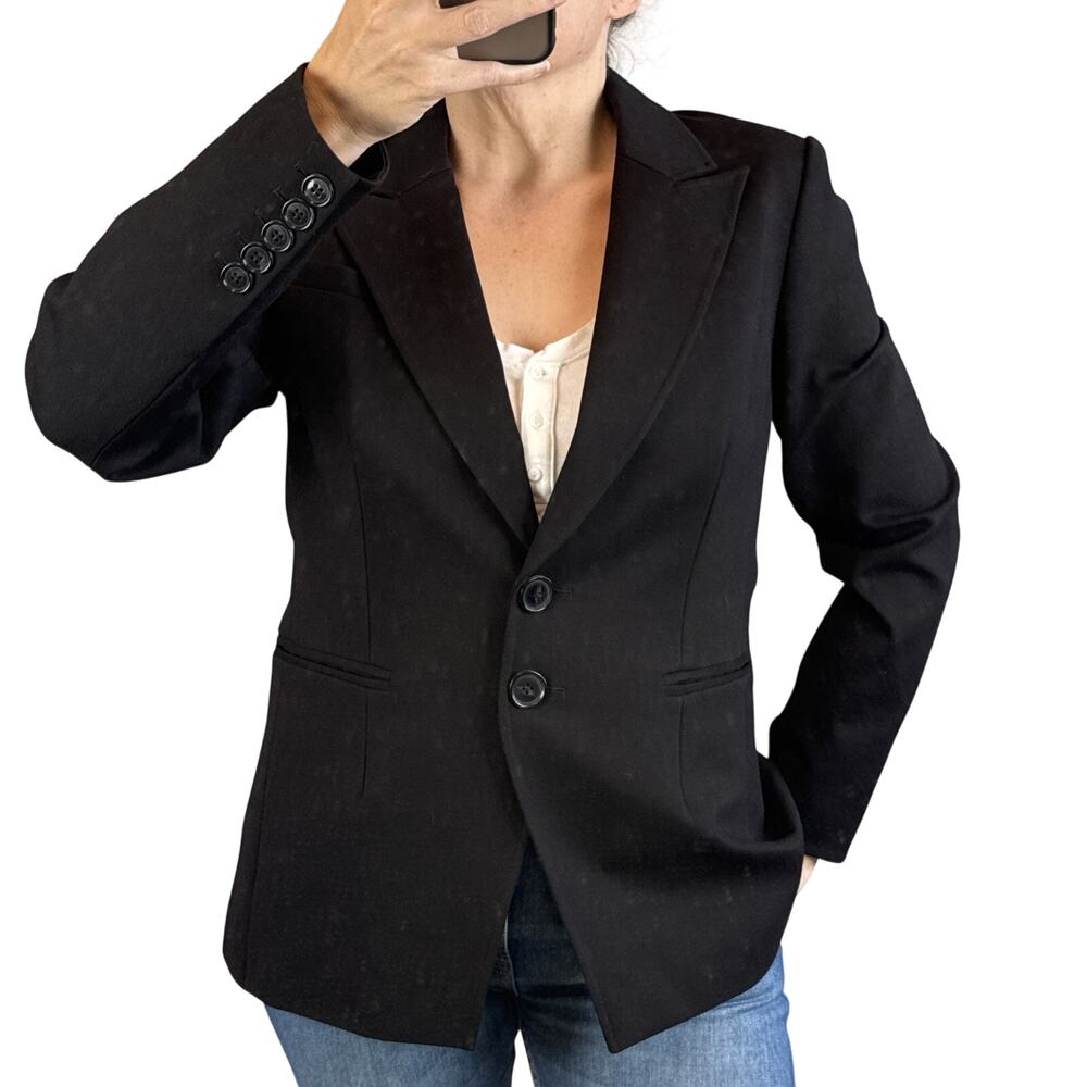 Paige Womens Chelsee Blazer Size L Black Stretch Suiting Work‎ 2 Button Classic